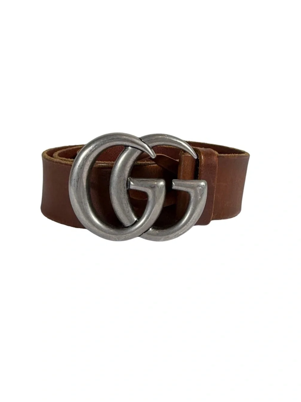 GUCCI GG Marmont Leather Belt (Style 406831) in Brown Size 85/34